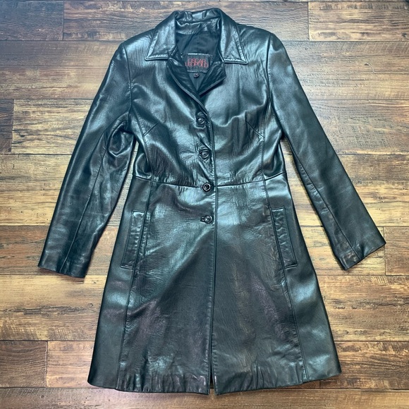 Oscar Leopold Jackets & Blazers - Oscar Leopold black leather trench coat